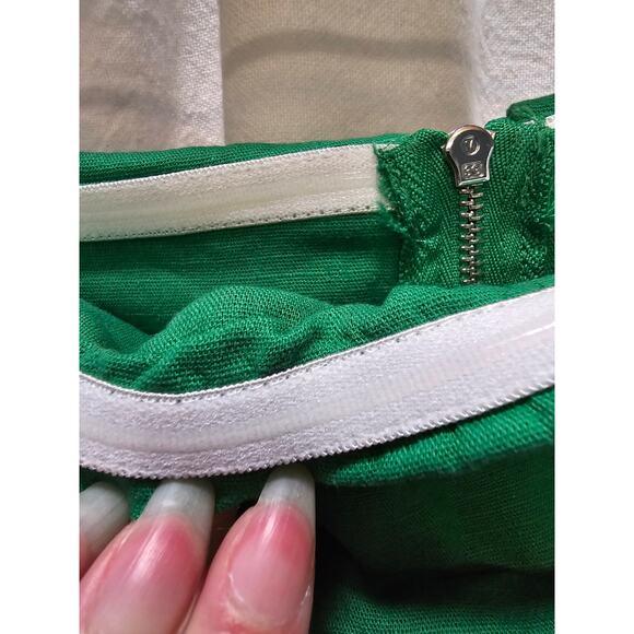 Princess Polly kelly green bandeau exposed zipper pleated crop top US 4 - Picture 4 of 9